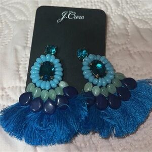 J Crew blue green statement earrings